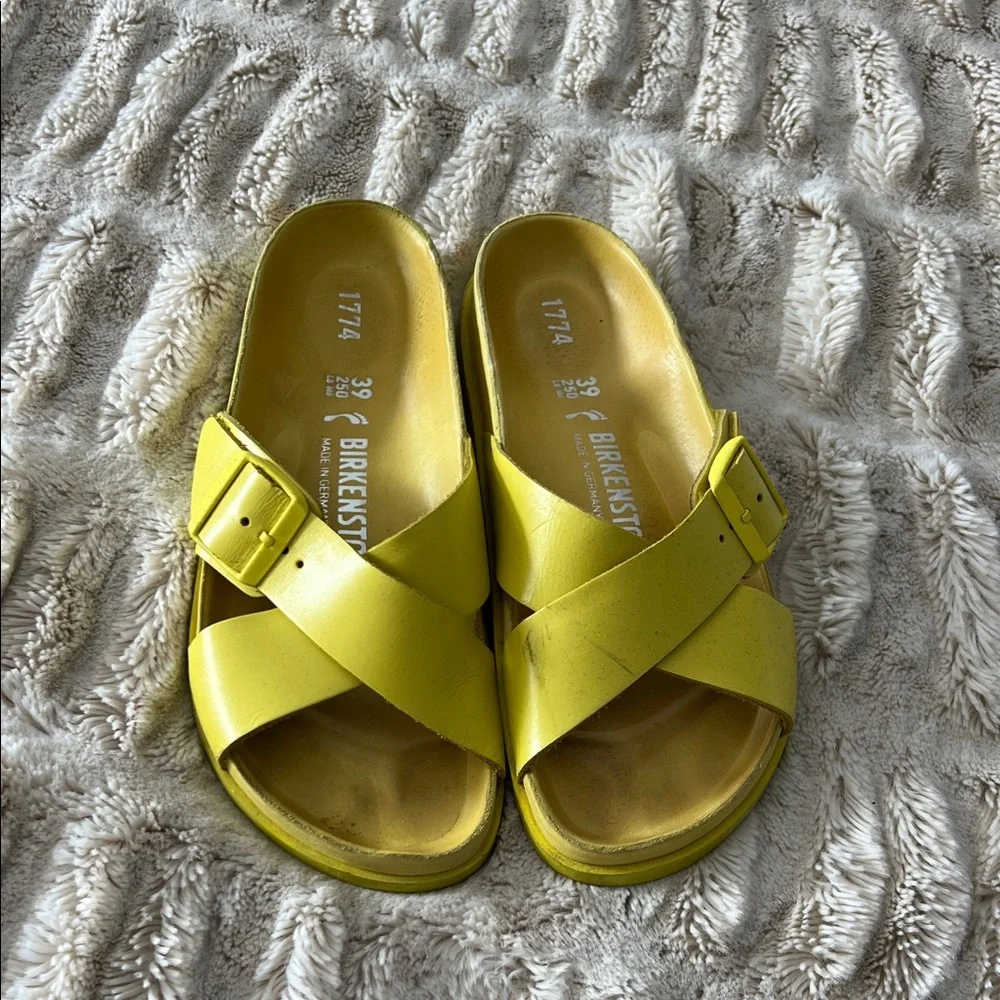 Birkenstock 1774 Lemon Slide Sandals - Picture 1 of 4